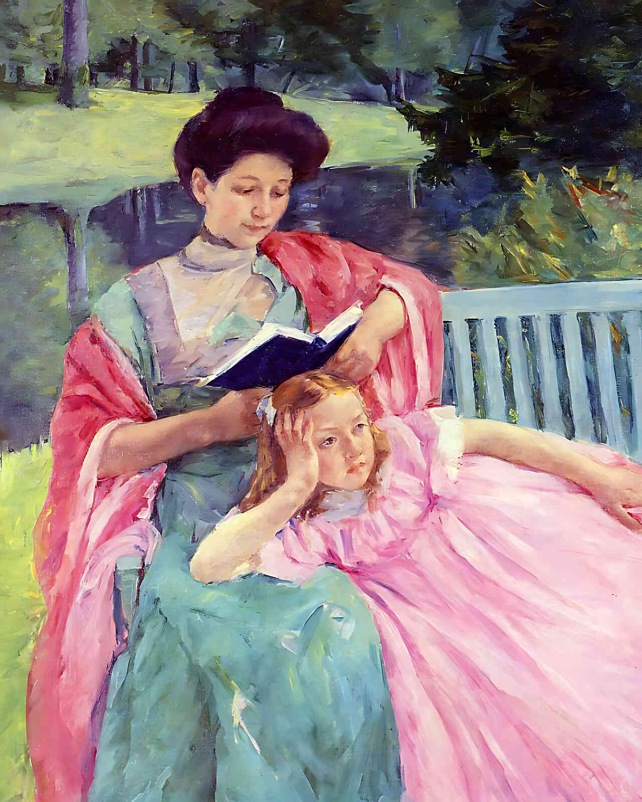 Auguste Reading to Her Daughter Painting by Mary Cassatt 8x10" Art Print