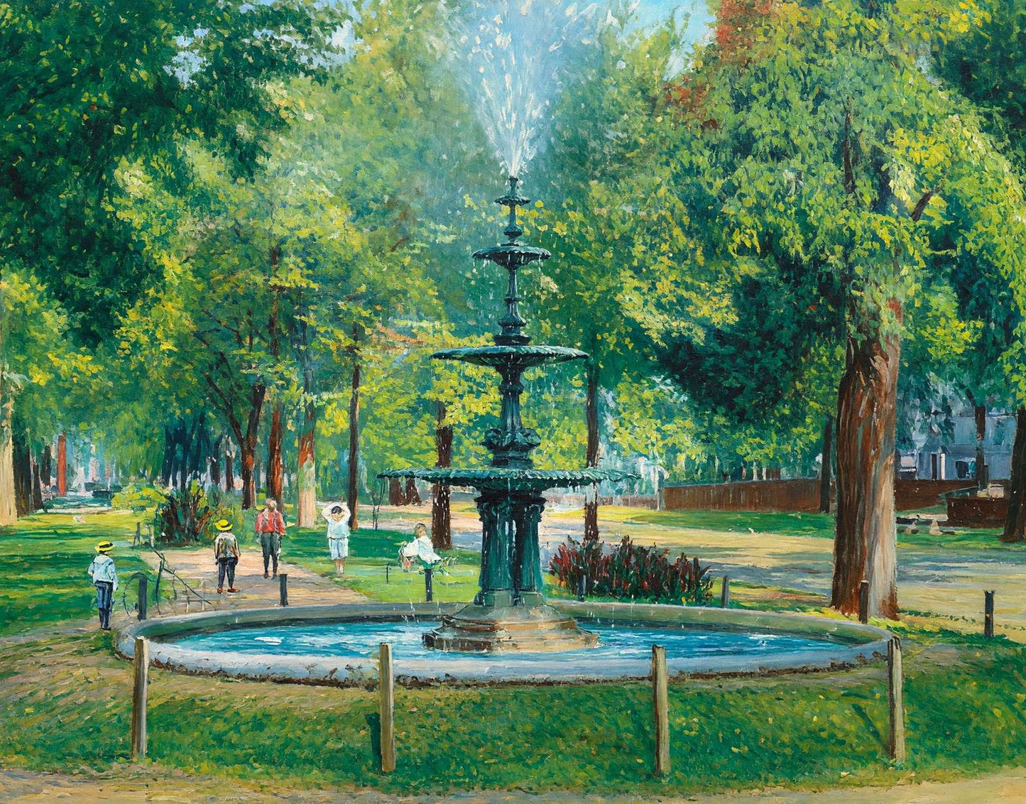 Martin Fountain Greene Street Augusta GA in 1907 Art Print (7 Sizes)