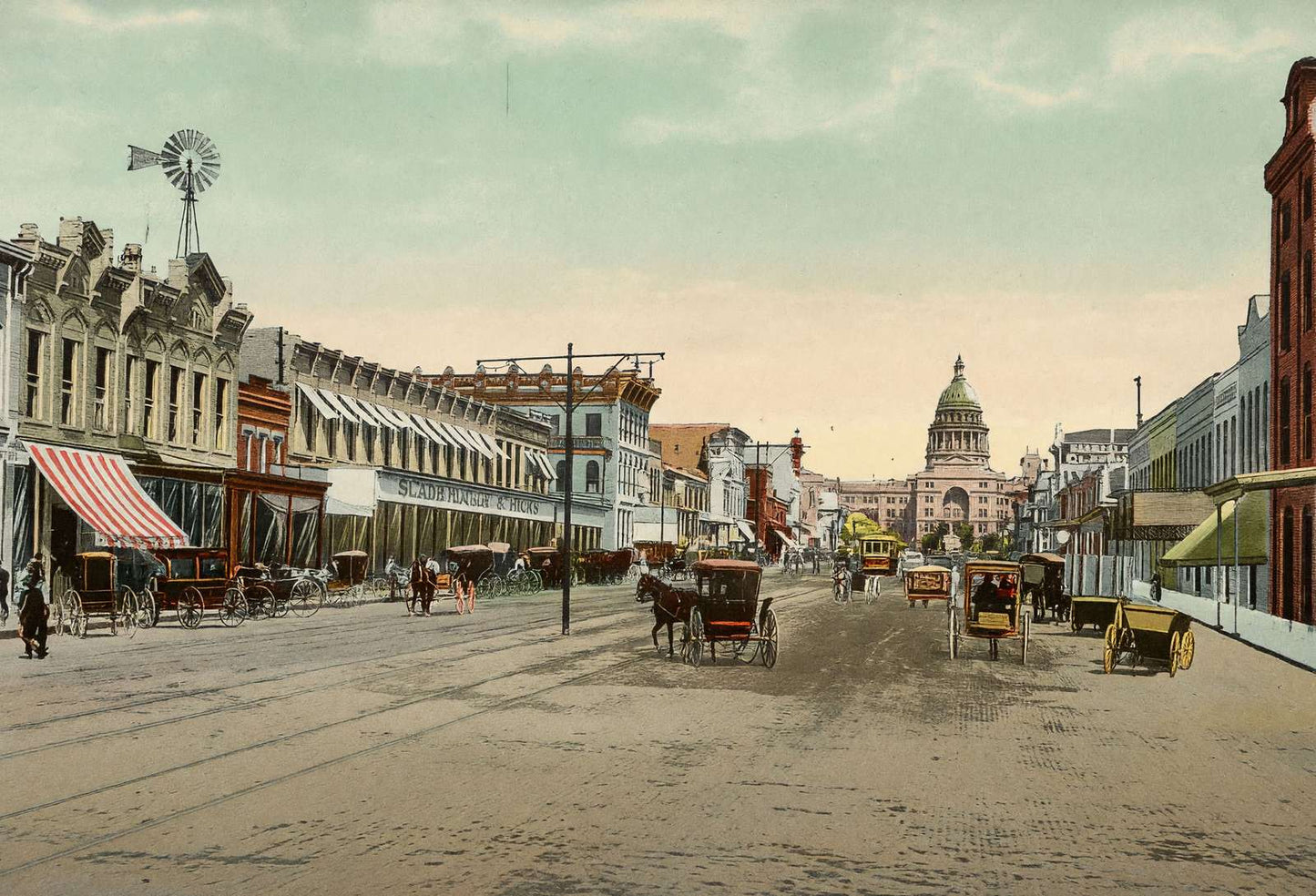 Congress Avenue Austin in 1907 Vintage Print (7 Sizes) - Retouched