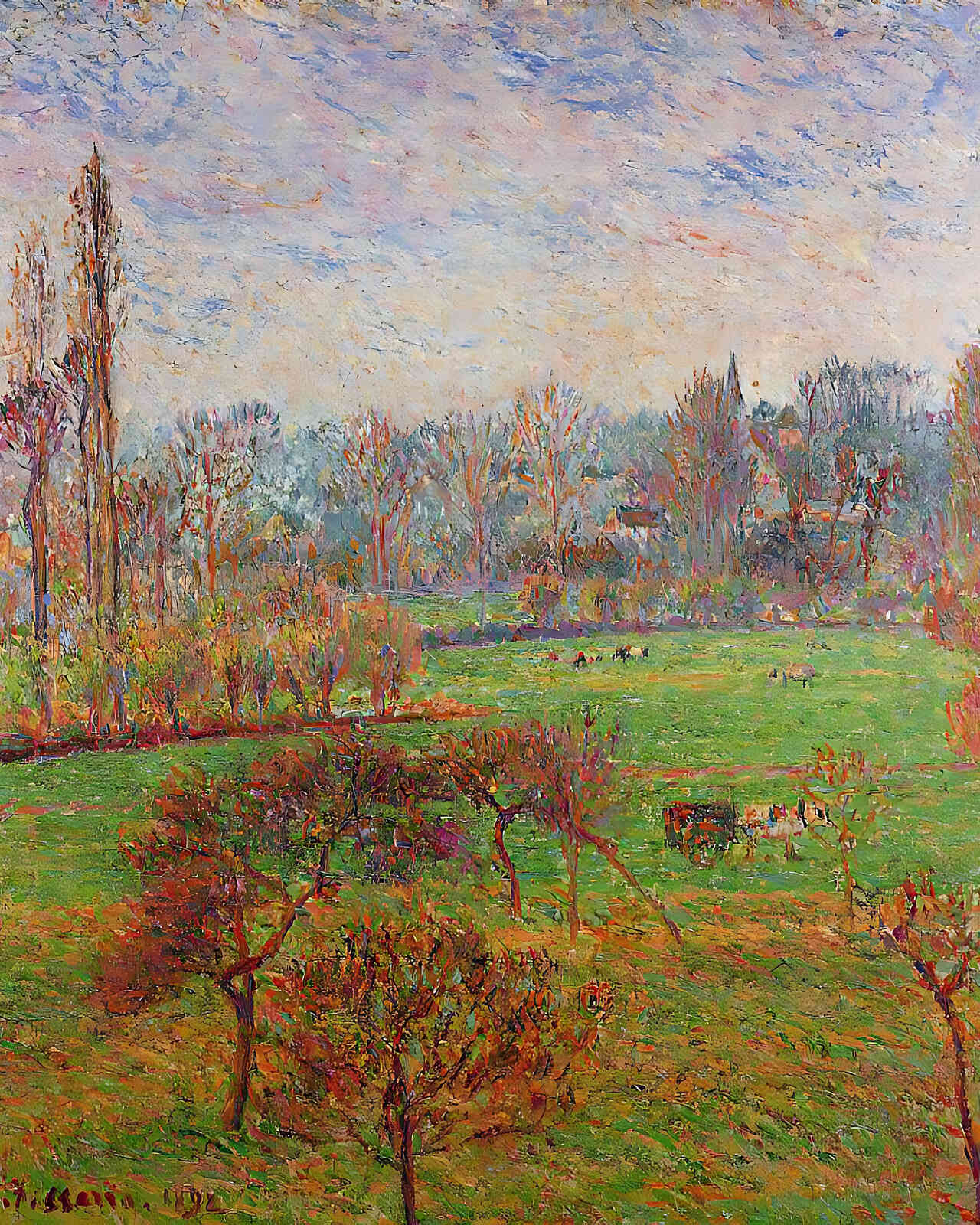 Autumn Morning Painting by Camille Pissarro 8x10" Art Print - Acid Free