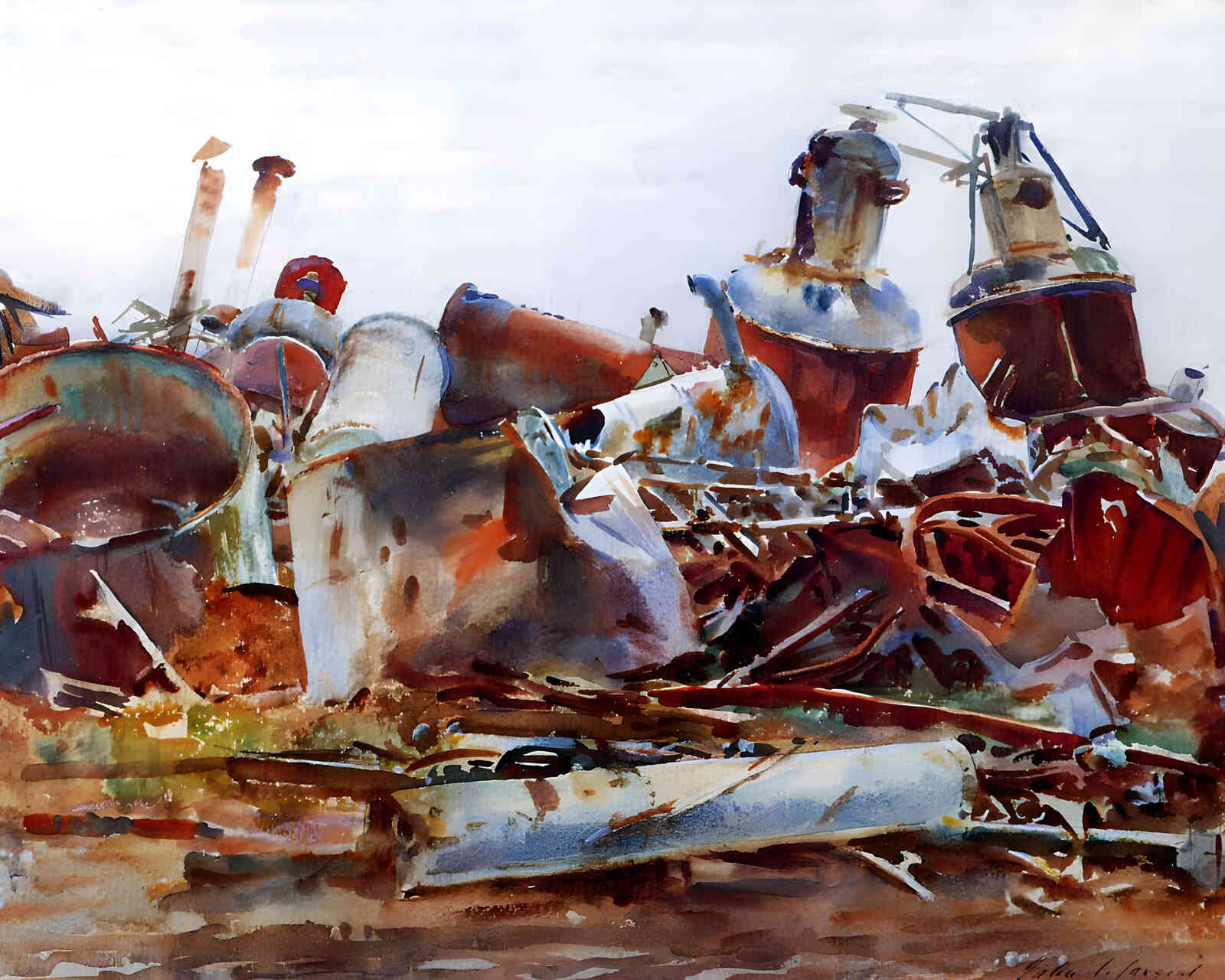 A Wrecked Sugar Refinery 1918 Painting by John Singer Sargent 8x10" Art Print