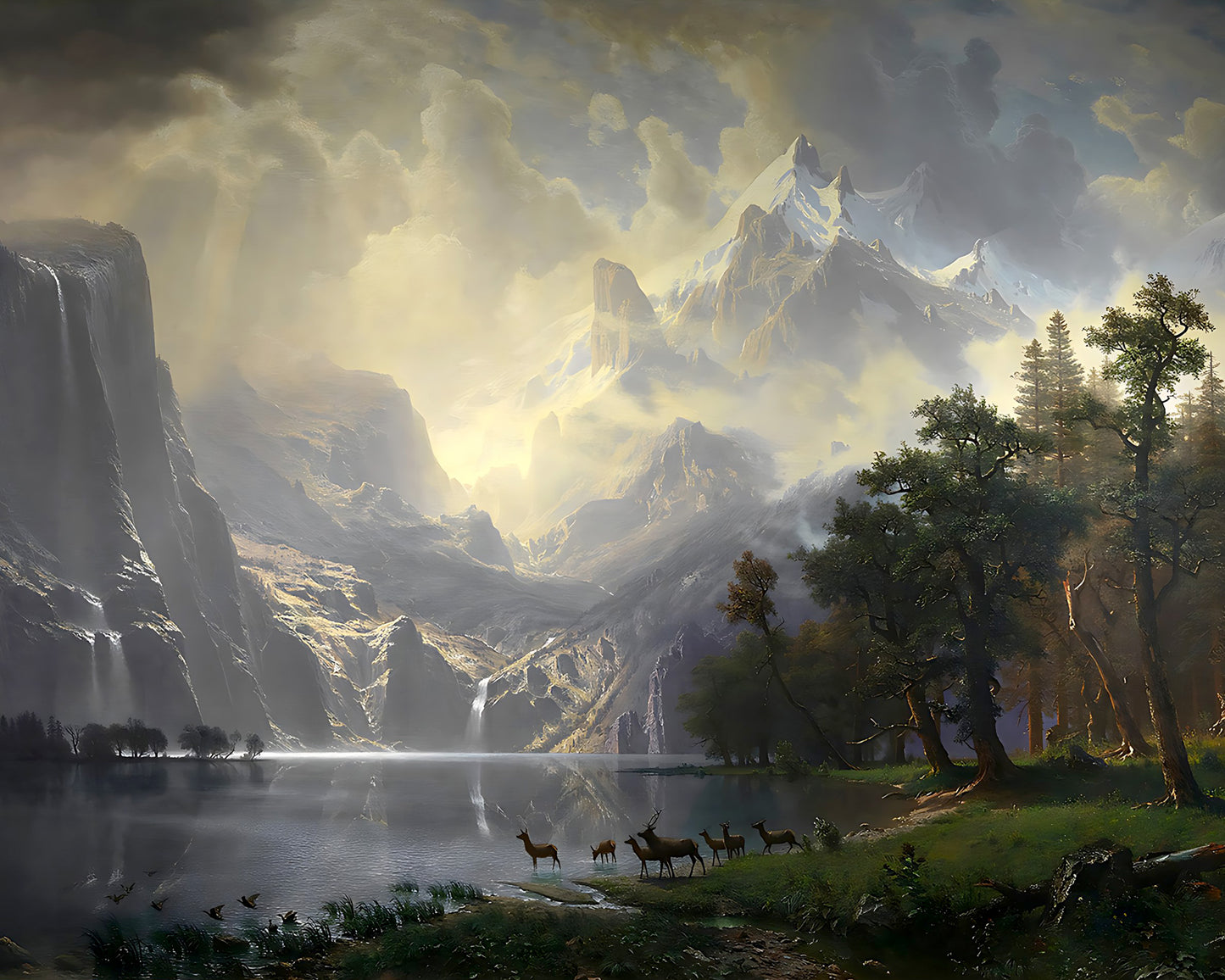 Among the Sierra Nevada Mountains by Albert Bierstadt 8x10" Art Print