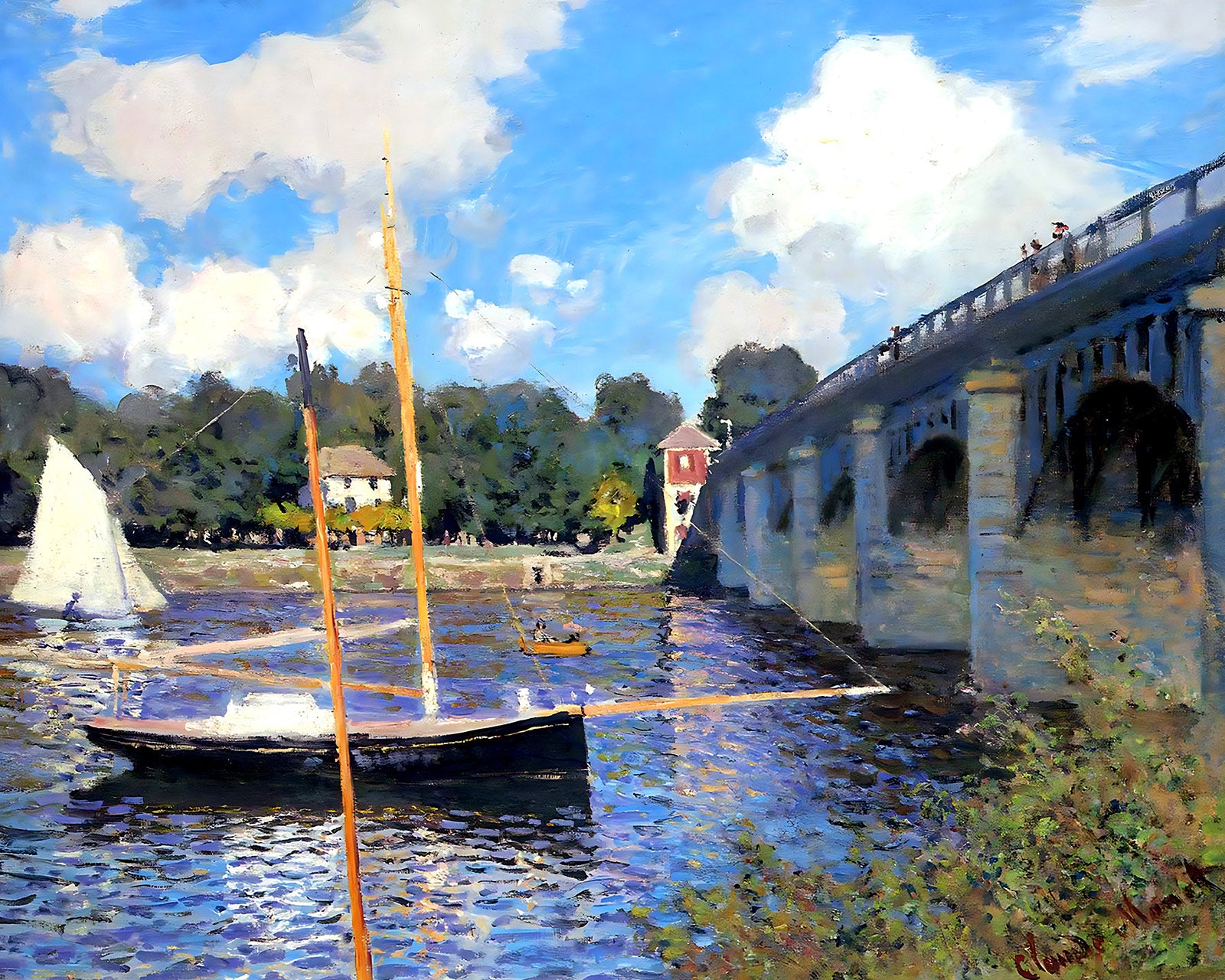 Argenteuil Bridge Painting by Claude Monet 8x10" Art Print