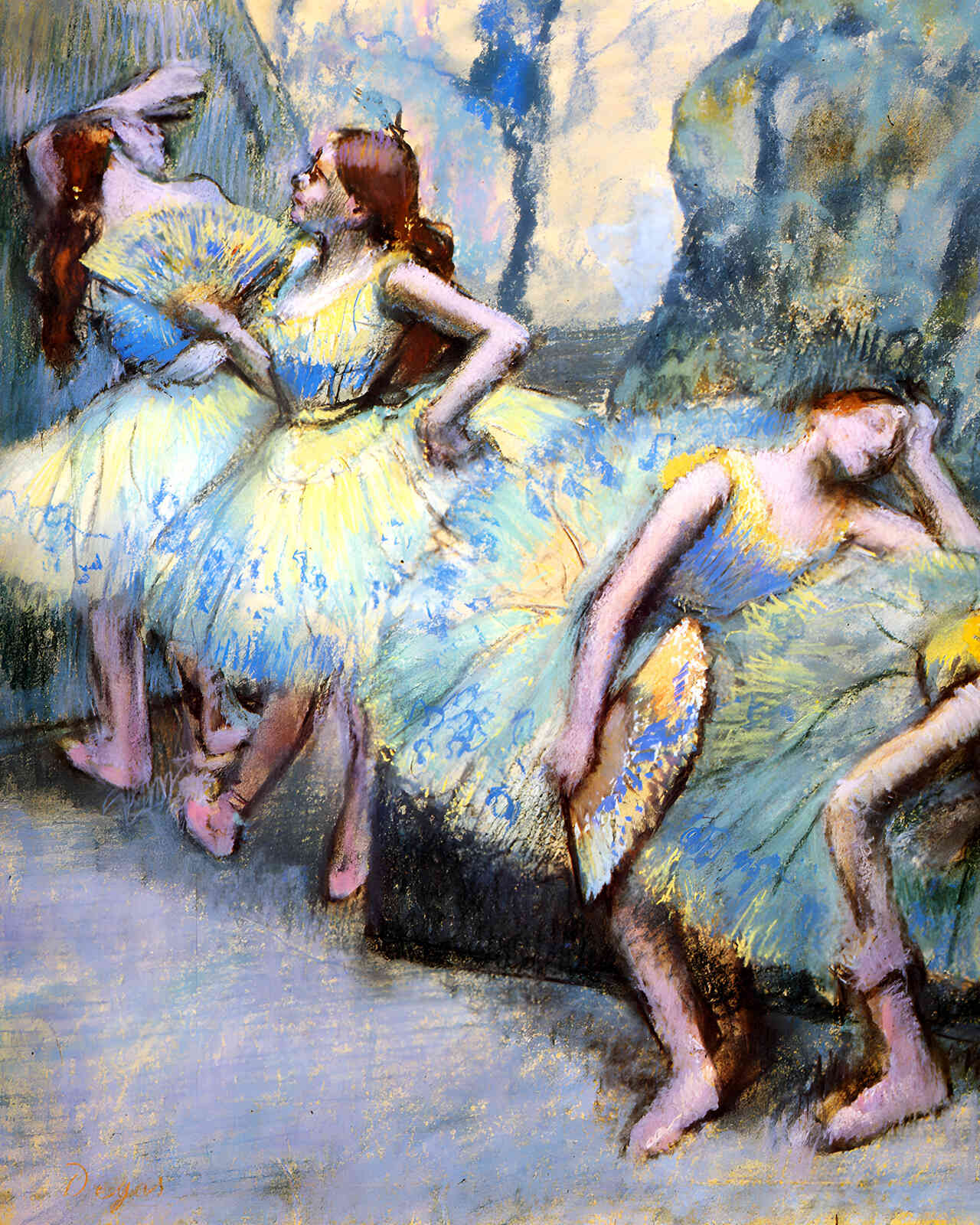 Ballet Dancers in the Wings 1900 Painting by Edgar Degas 8x10" Art Print