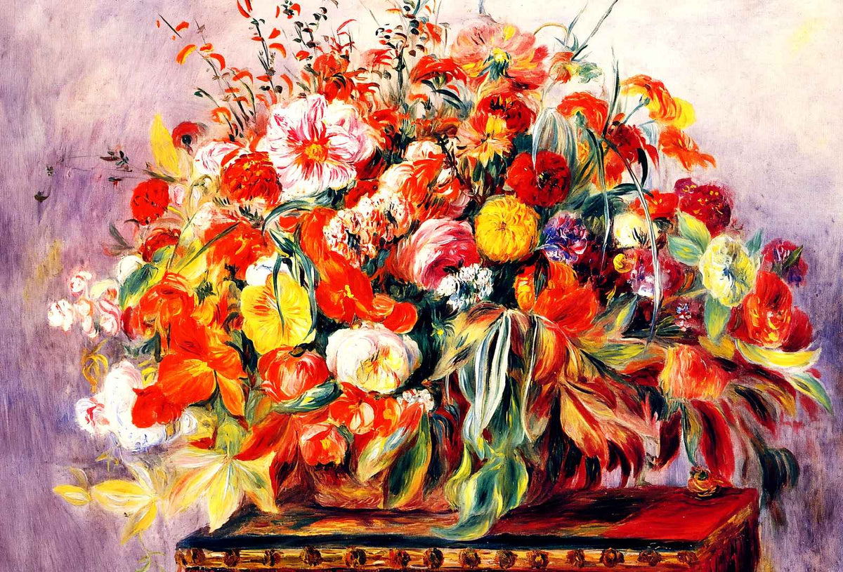 Basket of Flowers Art Print 1890 Painting by Pierre-Auguste Renoir (6 Sizes)