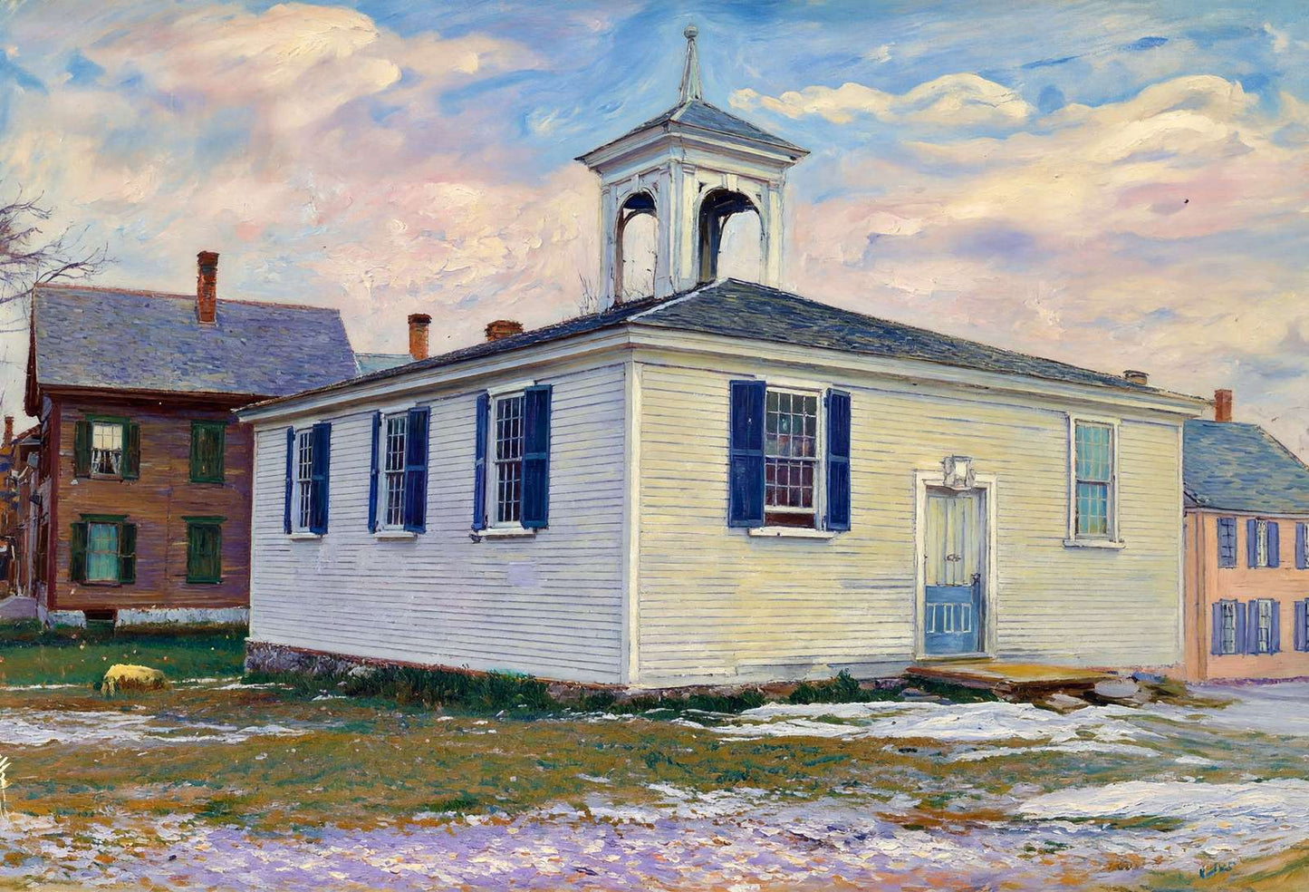 Erudition School Bath Maine in 1905 Art Print (7 Sizes) - Retouched