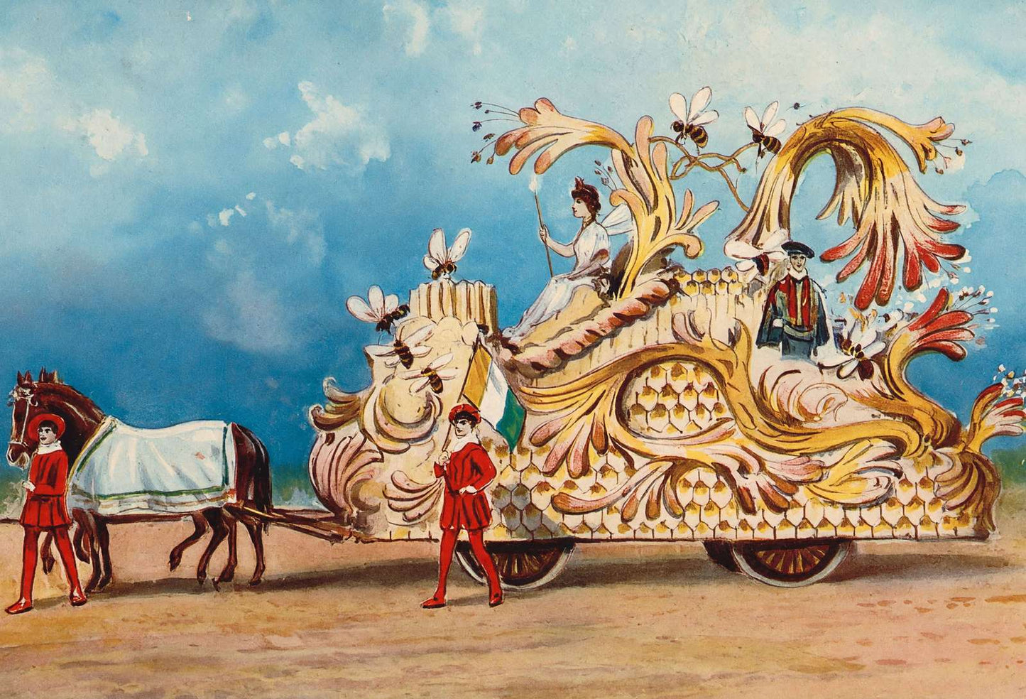 Beehive Float Houston Carnival 1907 Vintage Print (7 Sizes) - Premium Quality