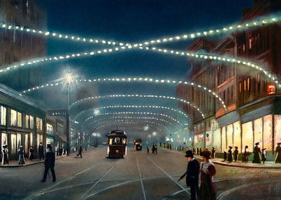 Third Avenue at Night Birmingham Alabama in 1906 Vintage Print (7 Sizes)