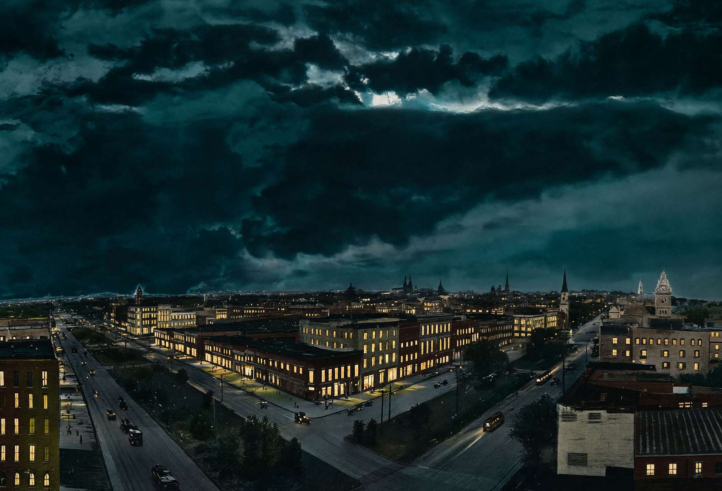 Bird's-Eye View of Macon at Night GA in 1904 Vintage Print (7 Sizes) - Restored