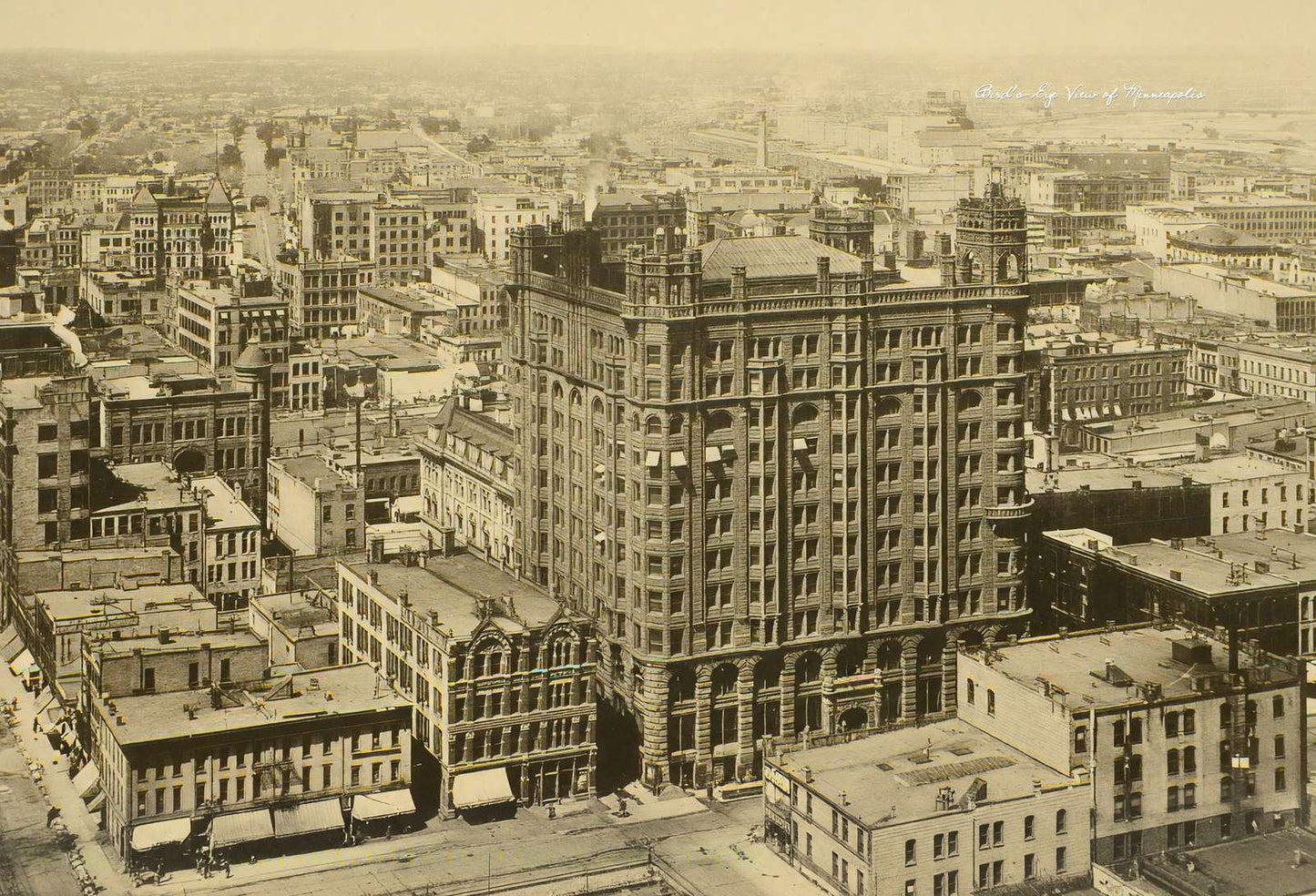 Bird's-Eye View of Minneapolis from Court House Tower in 1906 Vintage Print