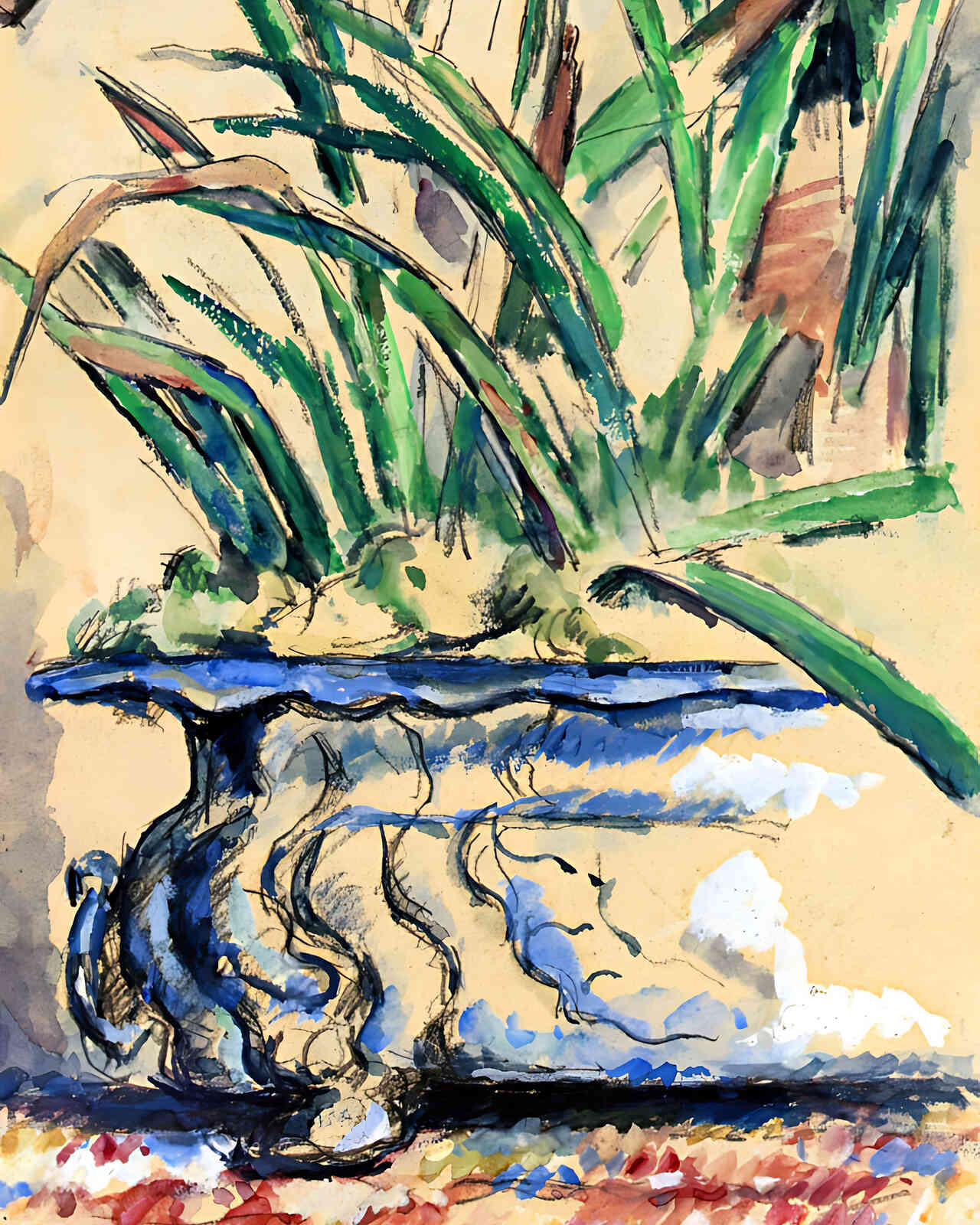 Blue Flowerpot Painting by Paul Cezanne 8x10" Art Print - Premium Quality