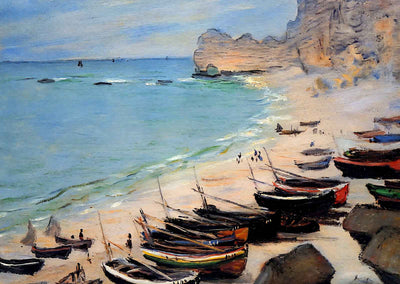 Boats on the Beach at Etretat (1883) by Claude Monet Art Print (6 Sizes)