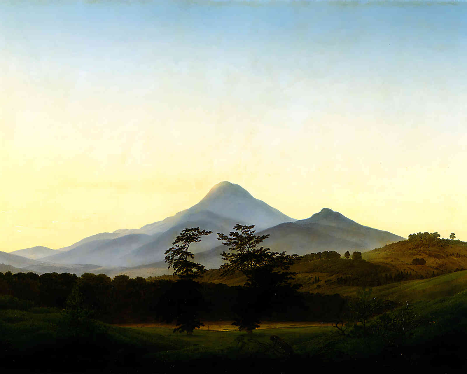 Bohemian Landscape Painting by Caspar David Friedrich 8x10" Art Print - Restored