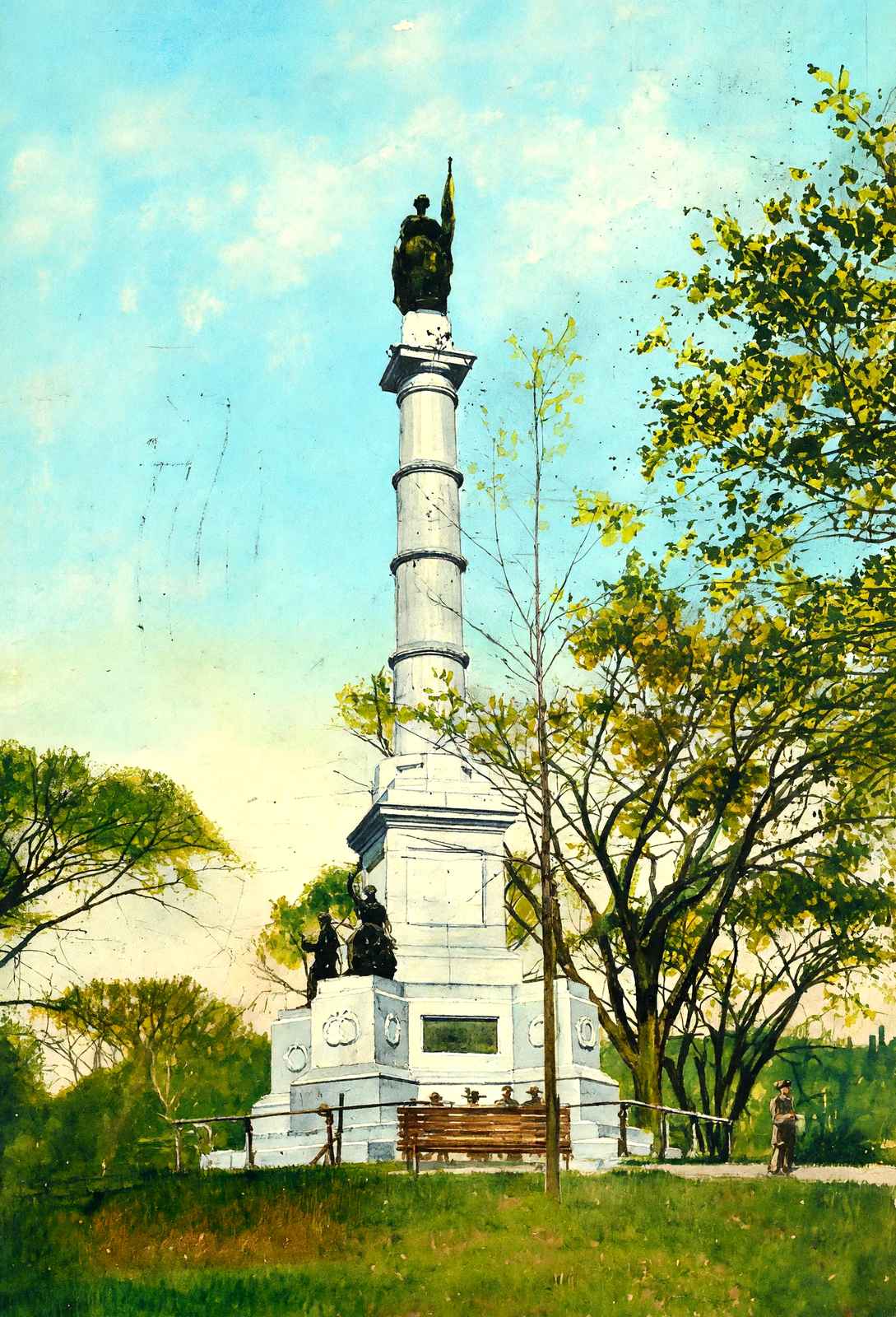 Soldiers and Sailors Monument on Common, Boston, MA in 1907 Art Print (7 Sizes)