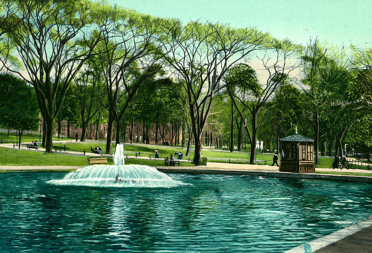 Frog Pond Boston Common, Massachusetts in 1907 Vintage Print (7 Sizes)