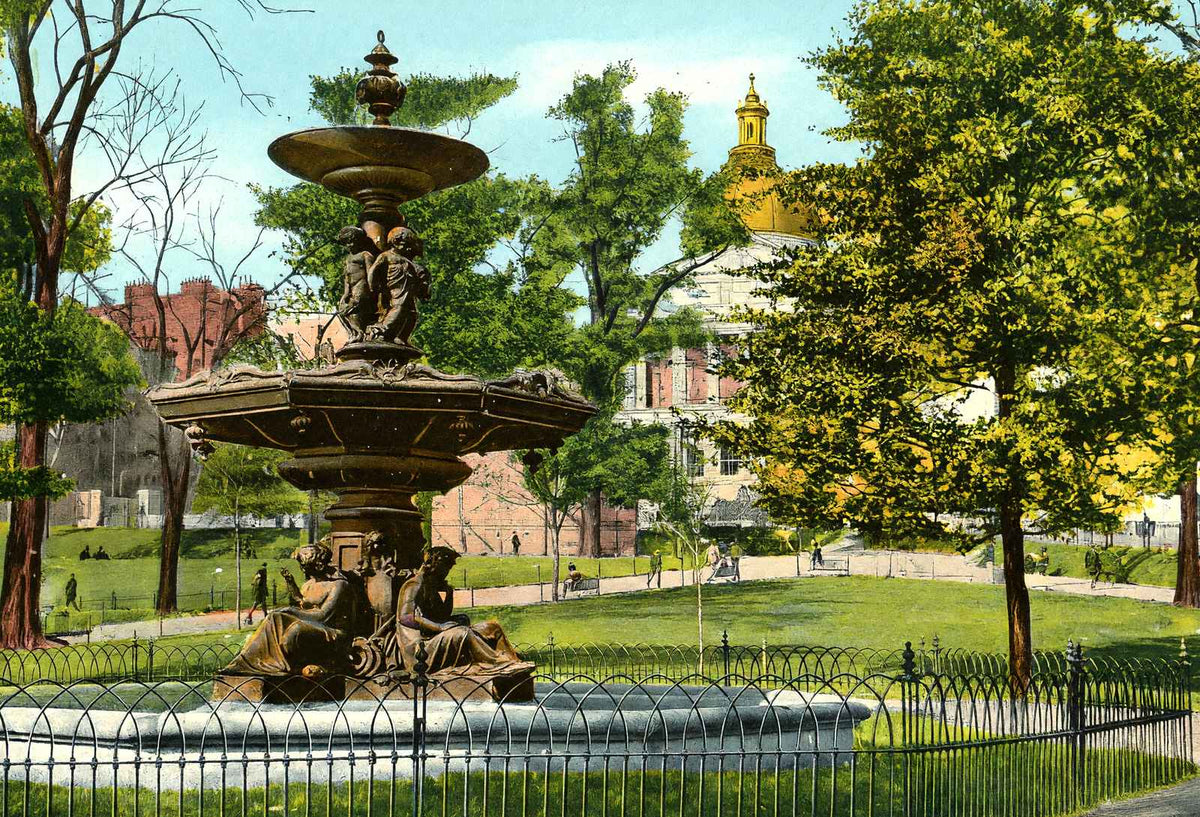 Brewer Fountain, Boston, Massachusetts in 1907 Vintage Print (7 Sizes)
