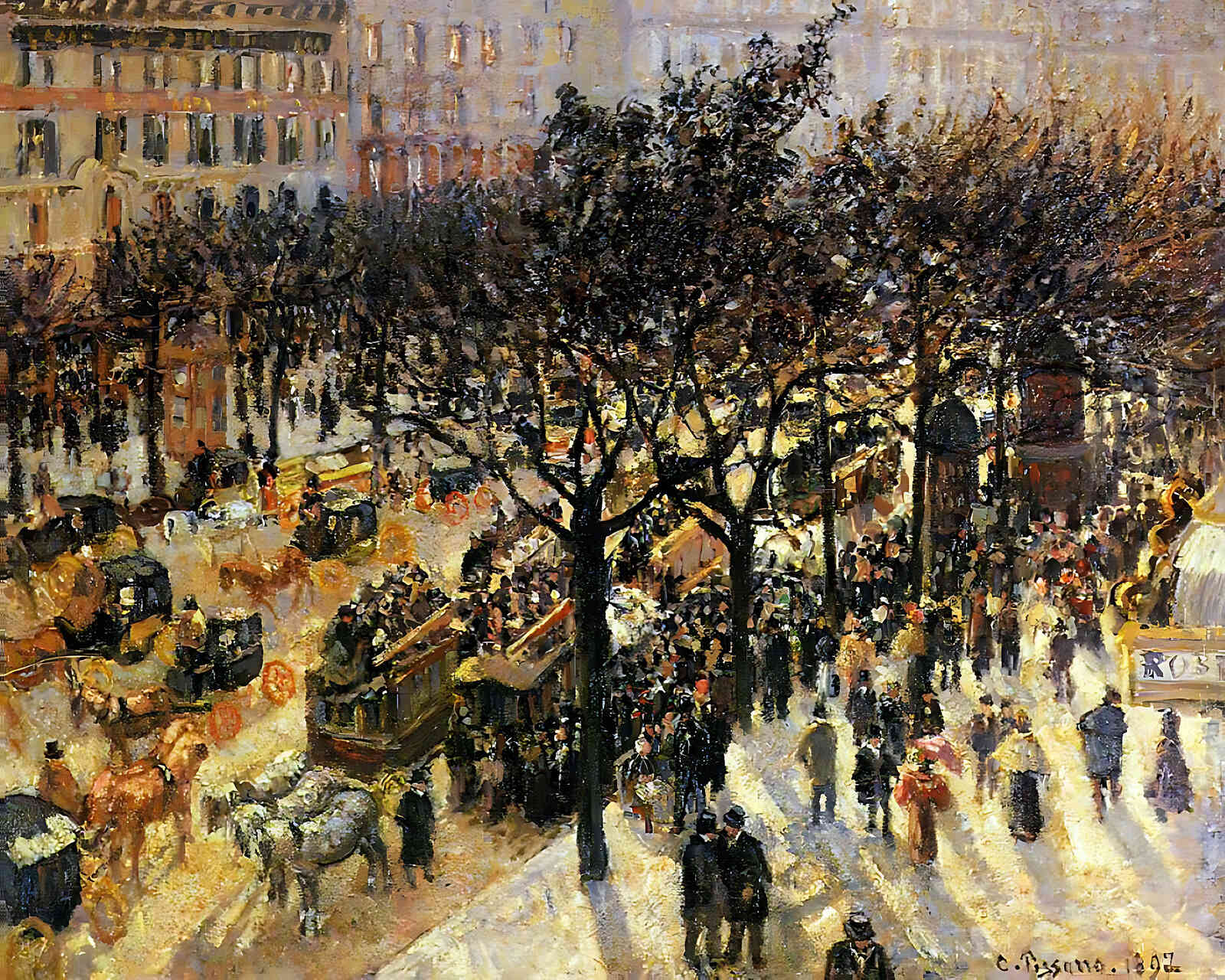 Boulevard Des Italiens Afternoon Painting by Camille Pissarro 8x10" Art Print