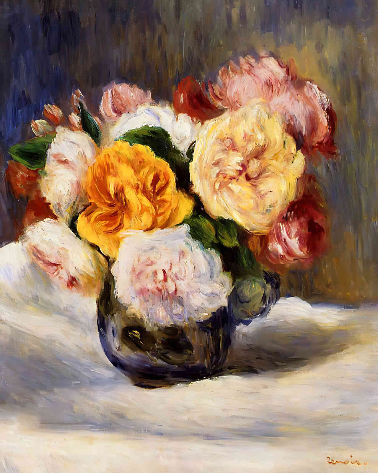 Bouquet of Roses Painting by Pierre-Auguste Renoir 8x10" Art Print - Restored