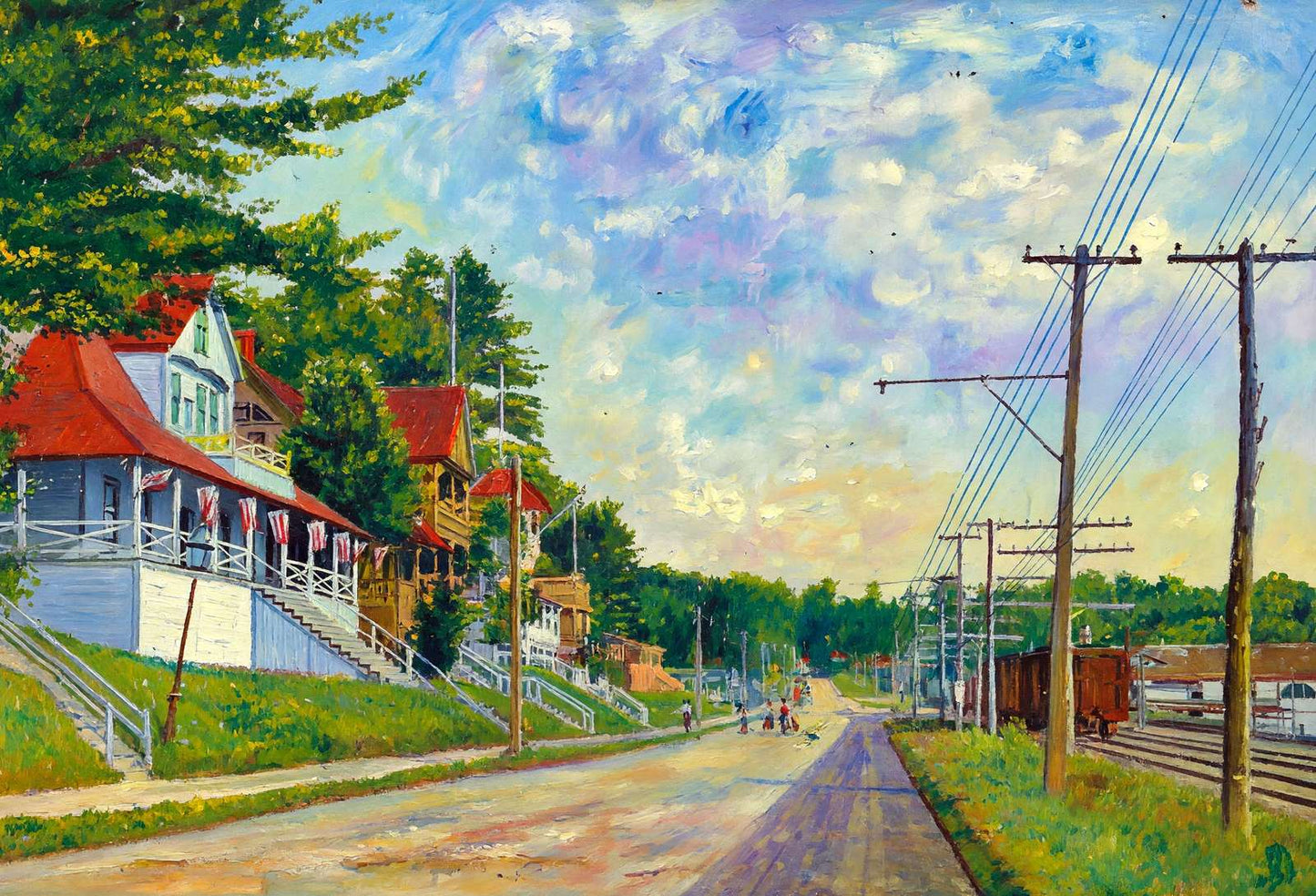 The Boulevard the Weirs NH in 1908 Art Print (7 Sizes) - Reproduction