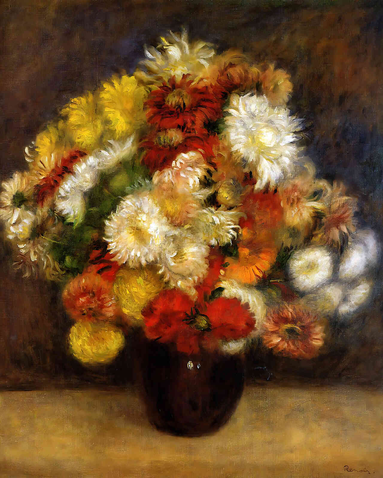 Bouquet of Chrysanthemums Painting by Pierre-Auguste Renoir 8x10" Art Print