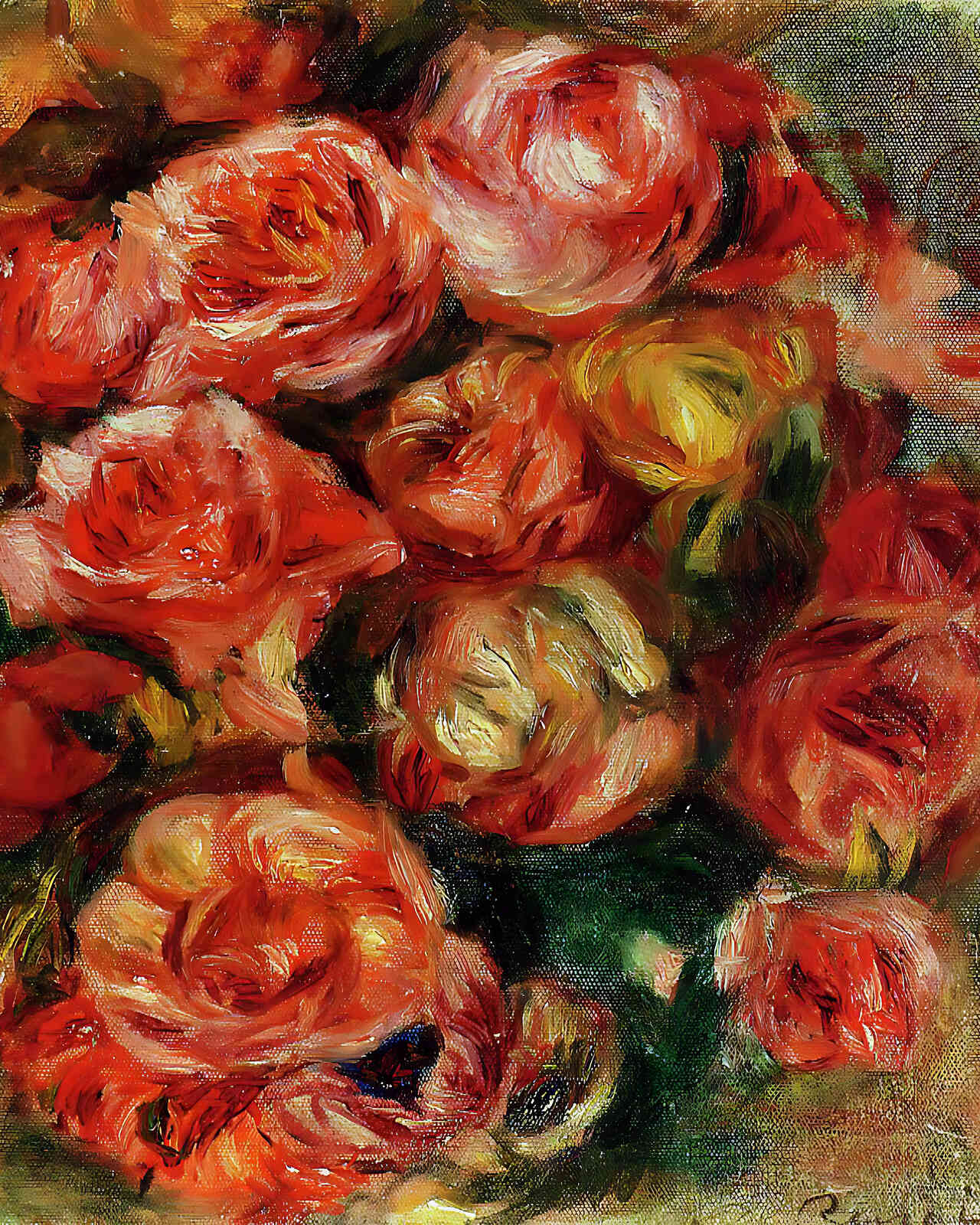 Bouquet of Flowers Painting by Pierre-Auguste Renoir 8x10" Art Print - Restored