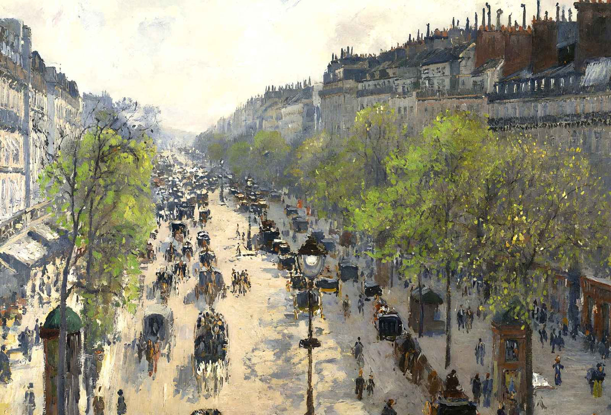 Boulevard Montmartre, Spring Painting by Camille Pissarro Art Print (6 Sizes)