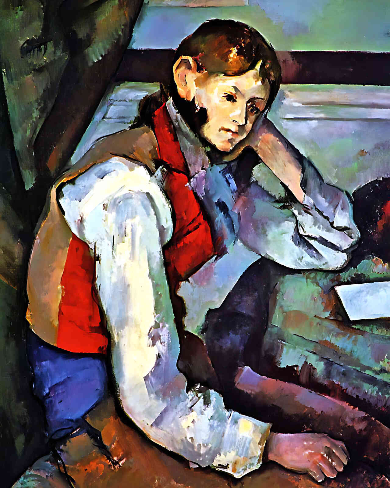 Boy in a Red Vest () Painting by Paul Cezanne 8x10" Art Print - Premium Quality