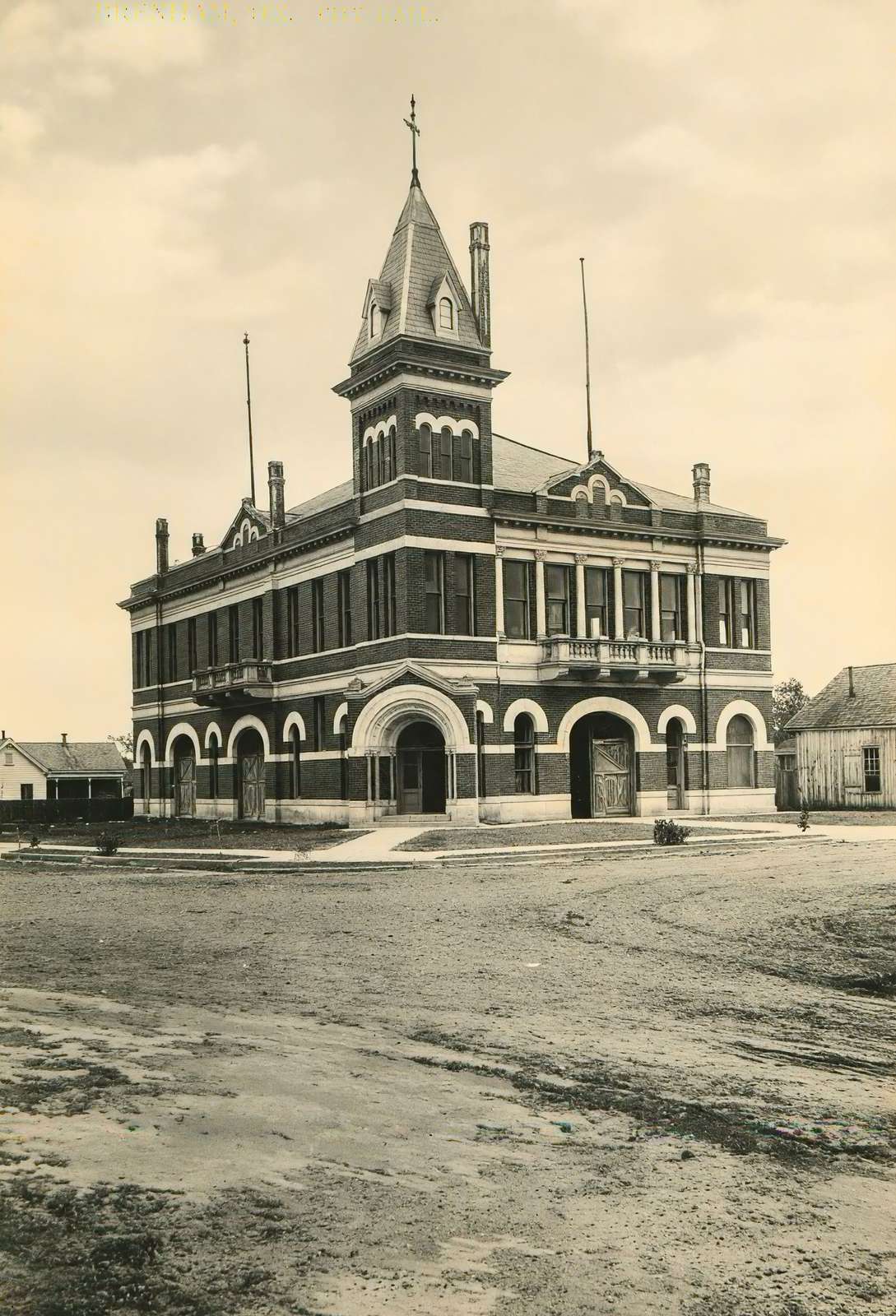 Brenham Texas City Hall in 1908 Vintage Print (7 Sizes) - Archival Paper
