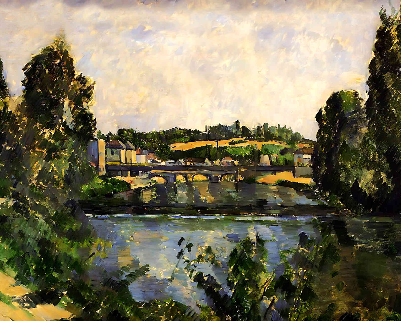 Bridge and Waterfall at Pontoise Painting by Paul Cezanne 8x10" Art Print
