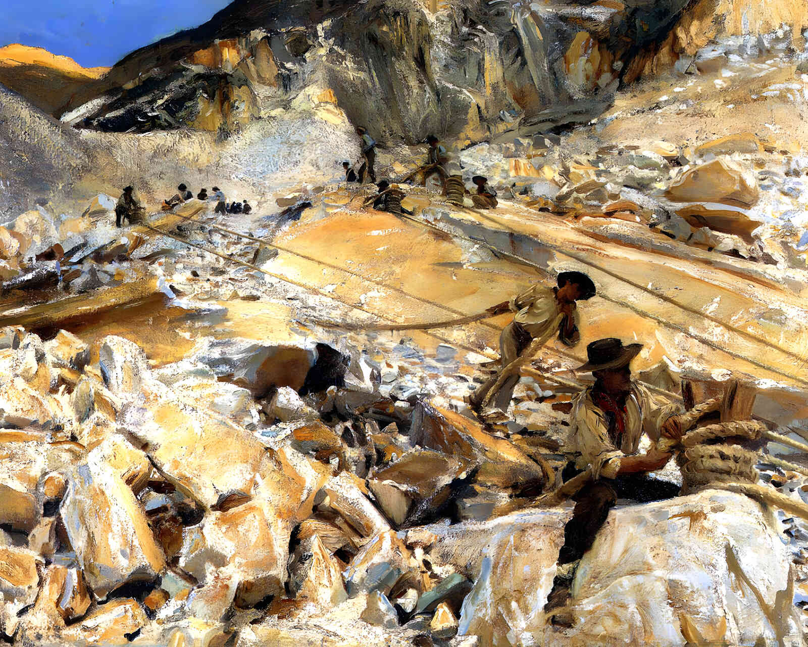 Bringing Down Marble from the Quarries in Carrara 1911 Painting by John Singer Sargent 8x10" Art Print