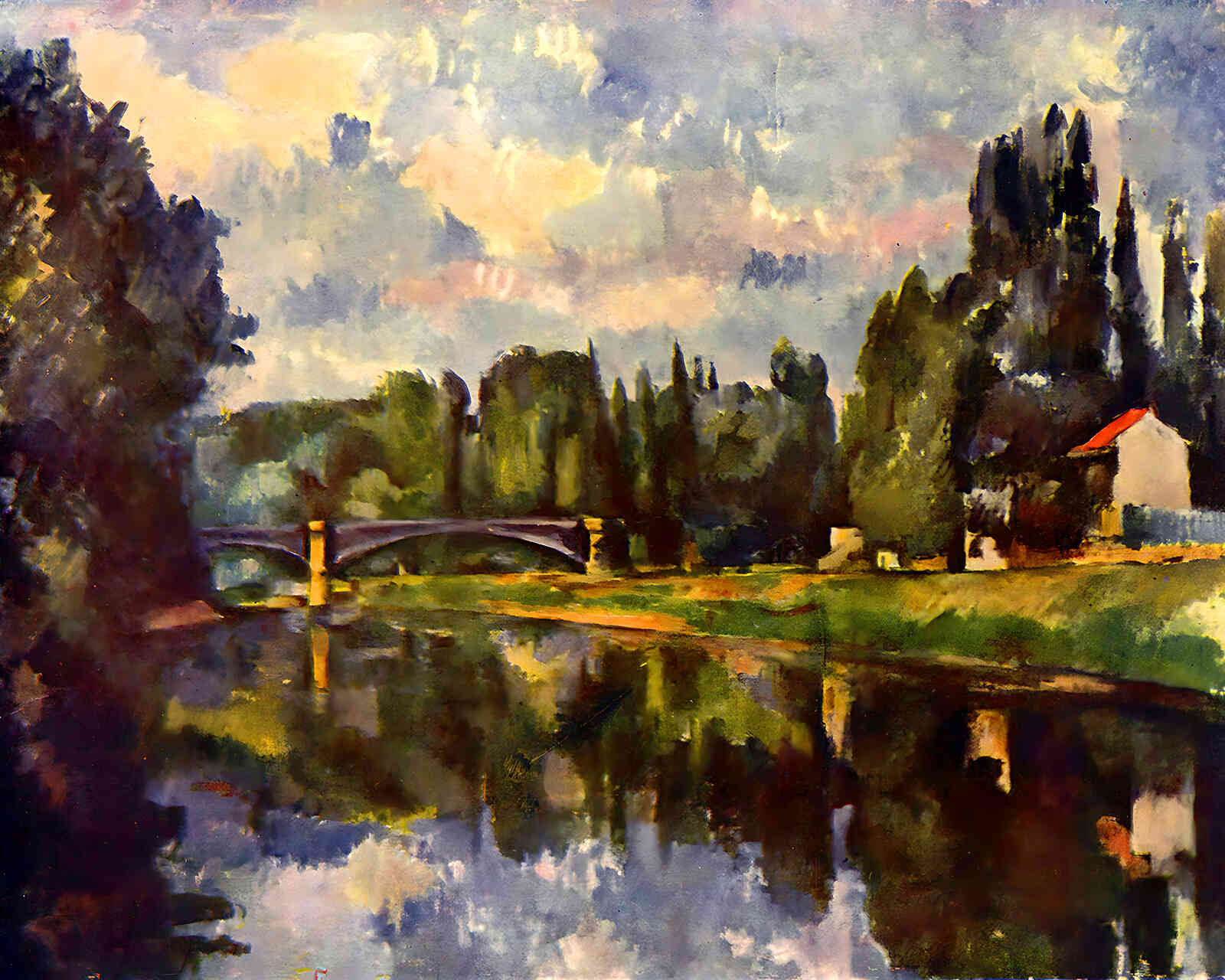 Bridge Over the Marne Painting by Paul Cezanne 8x10" Art Print (High Quality)