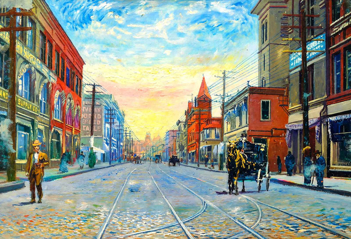 Main Street, Brockton, Massachusetts in 1907 Painting Print (7 Sizes)