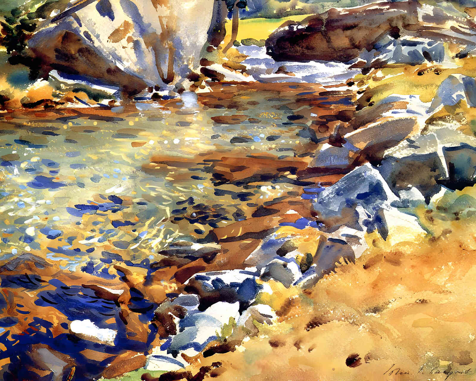 Brook Among Rocks 1907 Painting by John Singer Sargent 8x10" Art Print