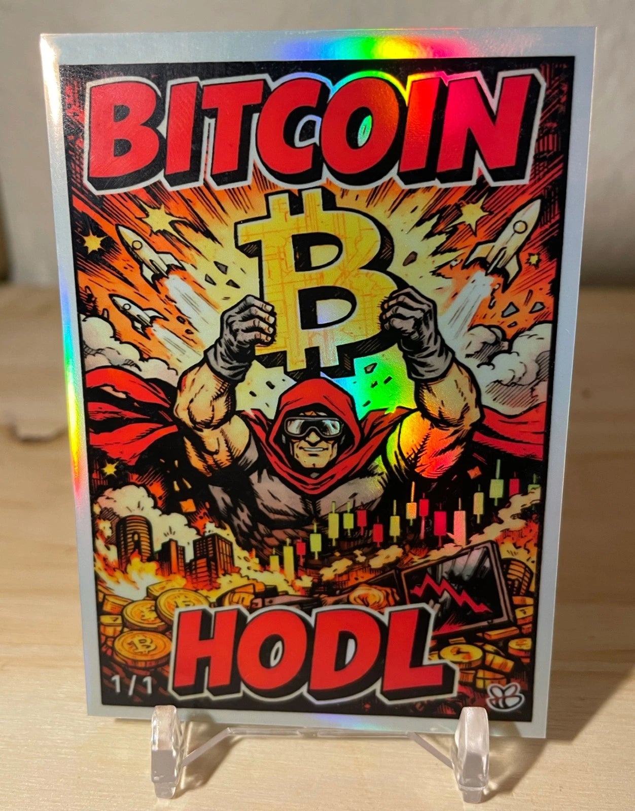 2026 GleeBeeCo BITCOIN HODL Card Comic Hero #BTHD-1 Holographic 1/1