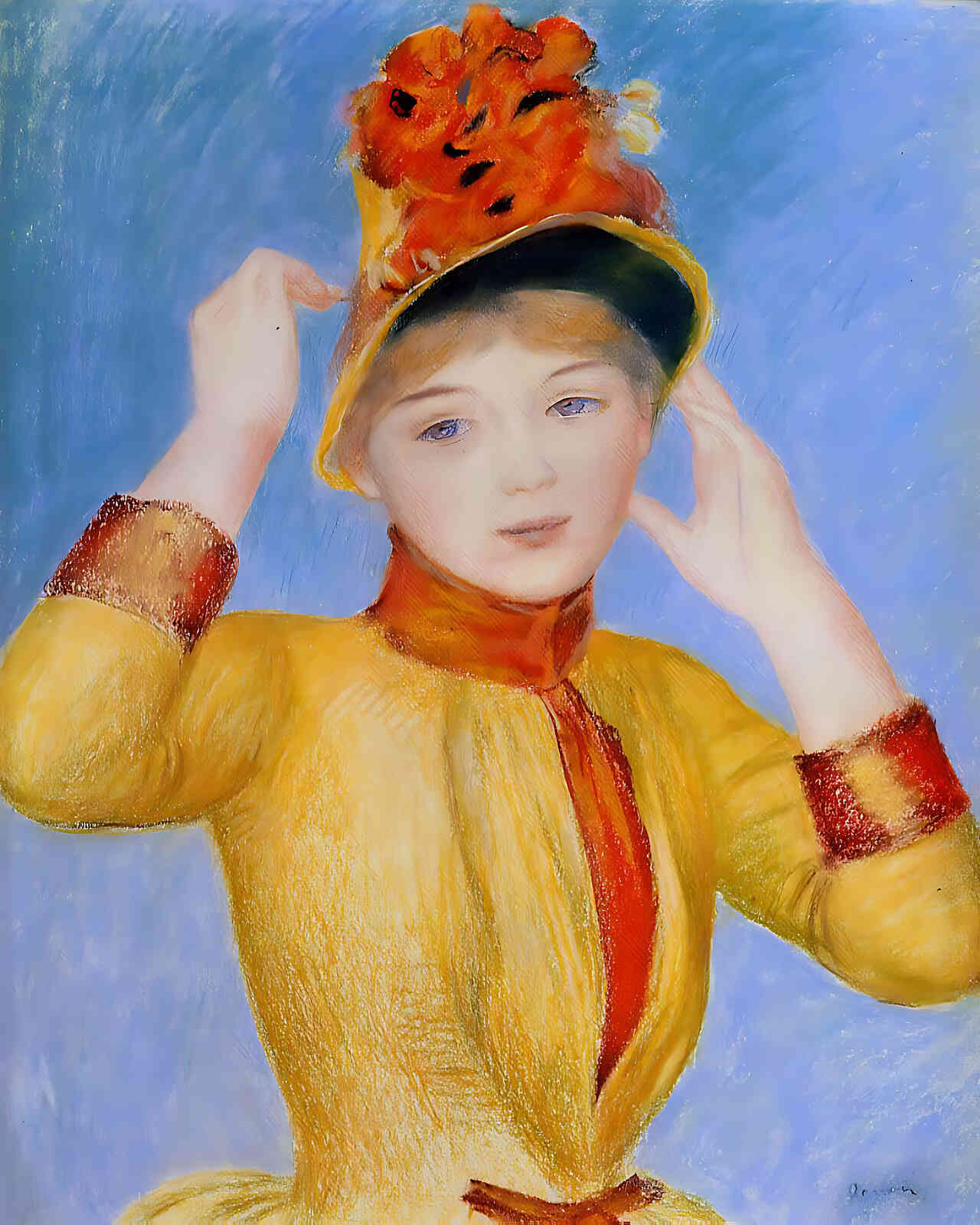 Bust of a Woman (Yellow Dress) by Pierre-Auguste Renoir 8x10" Art Print