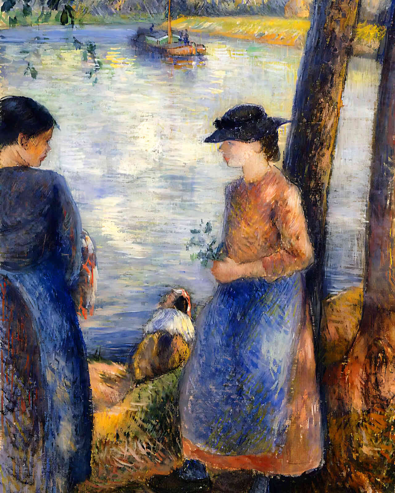 By the Water Painting by Camille Pissarro 8x10" Art Print - Acid Free