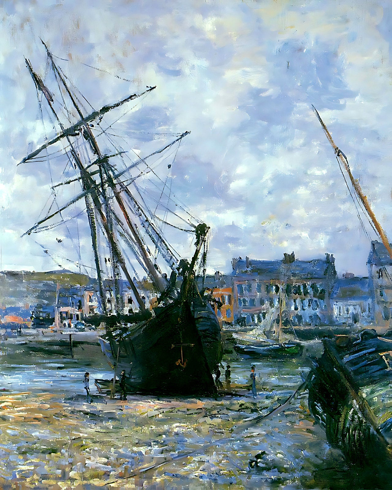 Boats Lying at Low Tide at Facamp Painting by Claude Monet 8x10" Art Print
