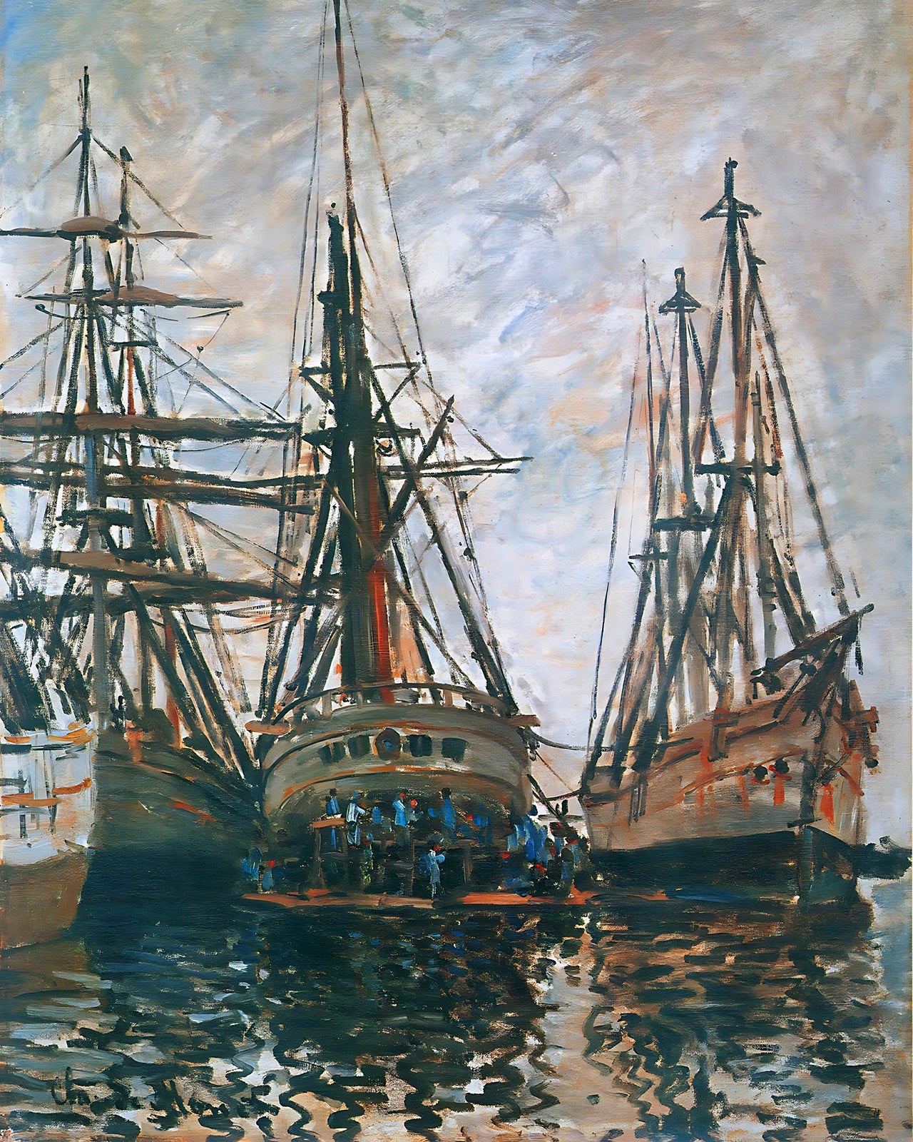 Boats on Rapair Painting by Claude Monet 8x10" Art Print