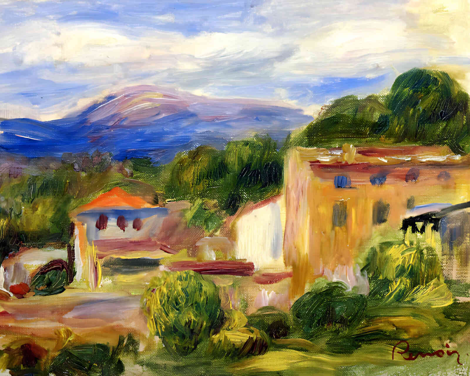 Cagnes Landscape Painting by Pierre-Auguste Renoir 8x10" Art Print - Acid Free
