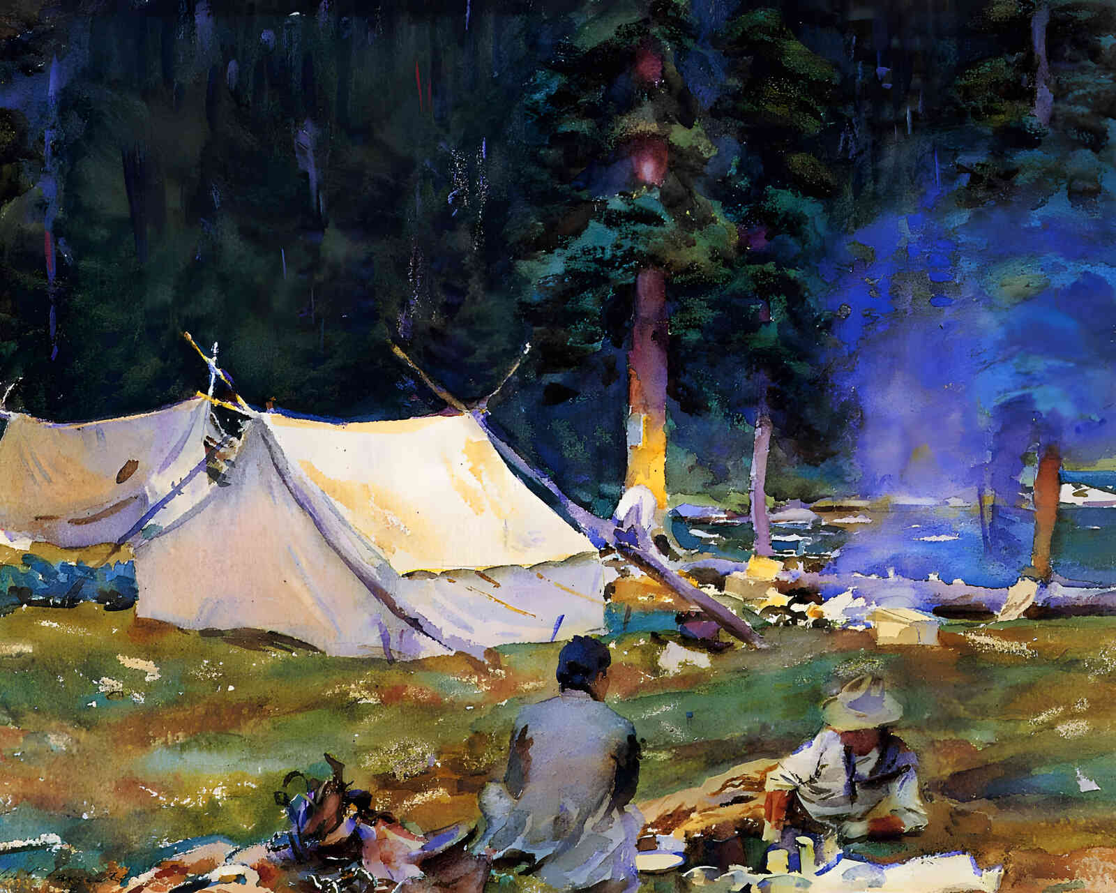 Camping at Lake O-Hara 1916 Painting by John Singer Sargent 8x10" Art Print