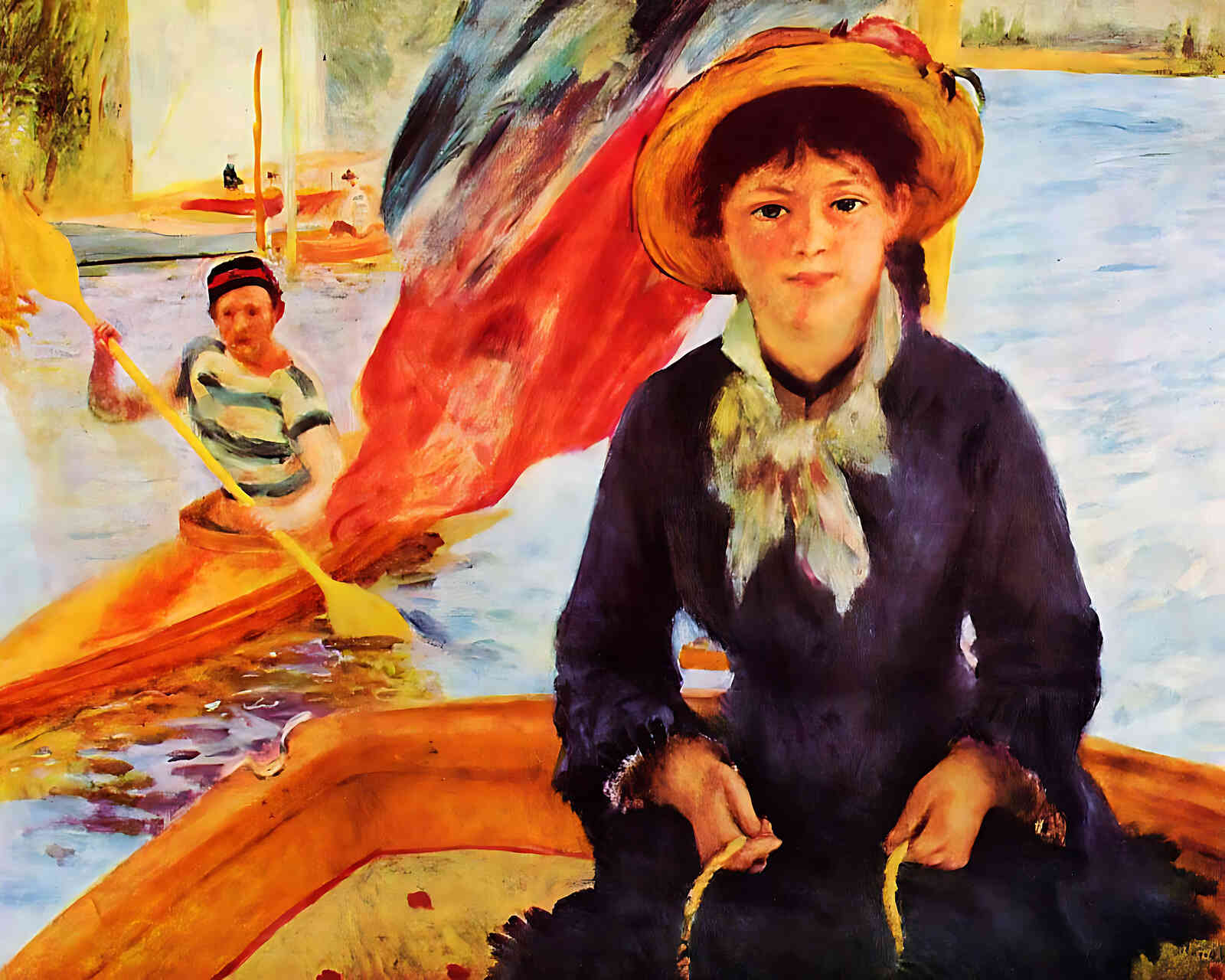 Canoeing (Young Girl in a Boat) by Pierre-Auguste Renoir 8x10" Art Print