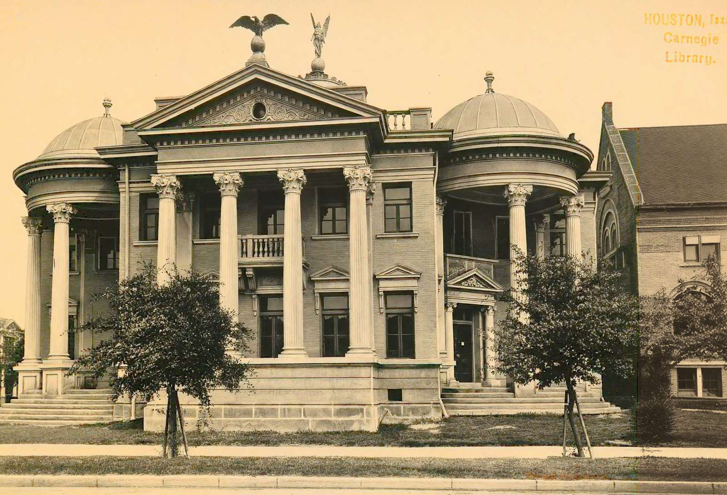 Carnegie Library Houston in 1907 Vintage Print (7 Sizes) - Acid Free
