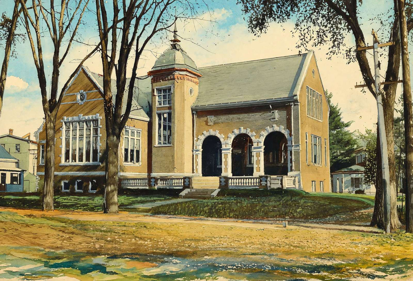 Carnegie Library Waterville Maine in 1905 Art Print (7 Sizes) - Premium Quality