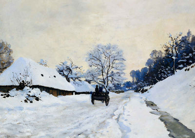 Cart on the Snow Covered Road with Saint-Simeon Farm 1865 Monet Print (6 Sizes)