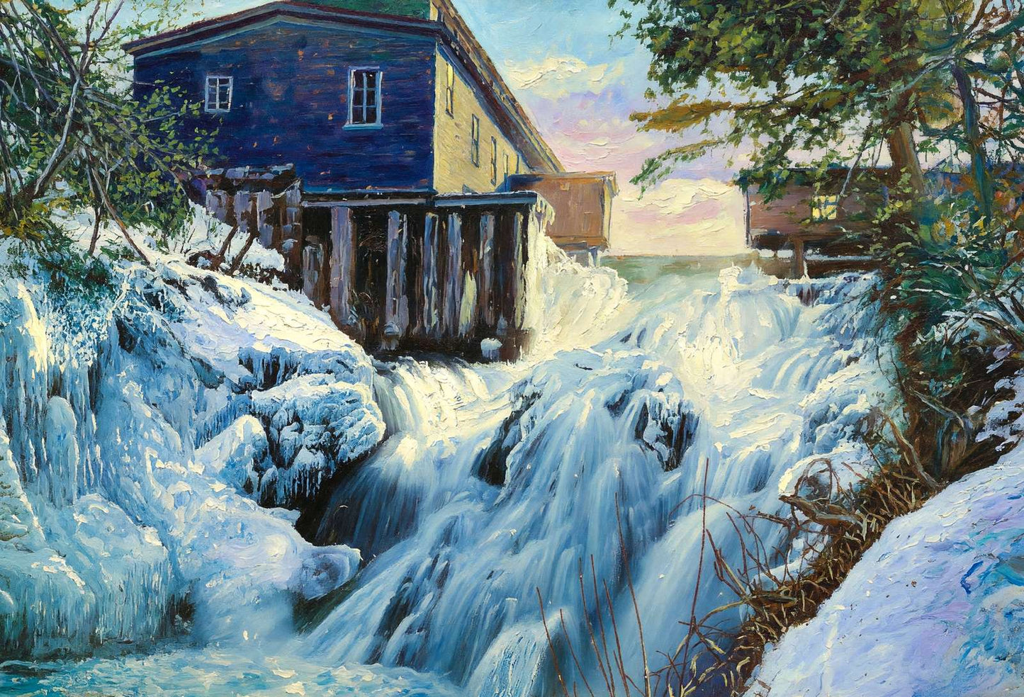The Cascade Oakland Maine in 1905 Art Print (7 Sizes) - Archival Paper