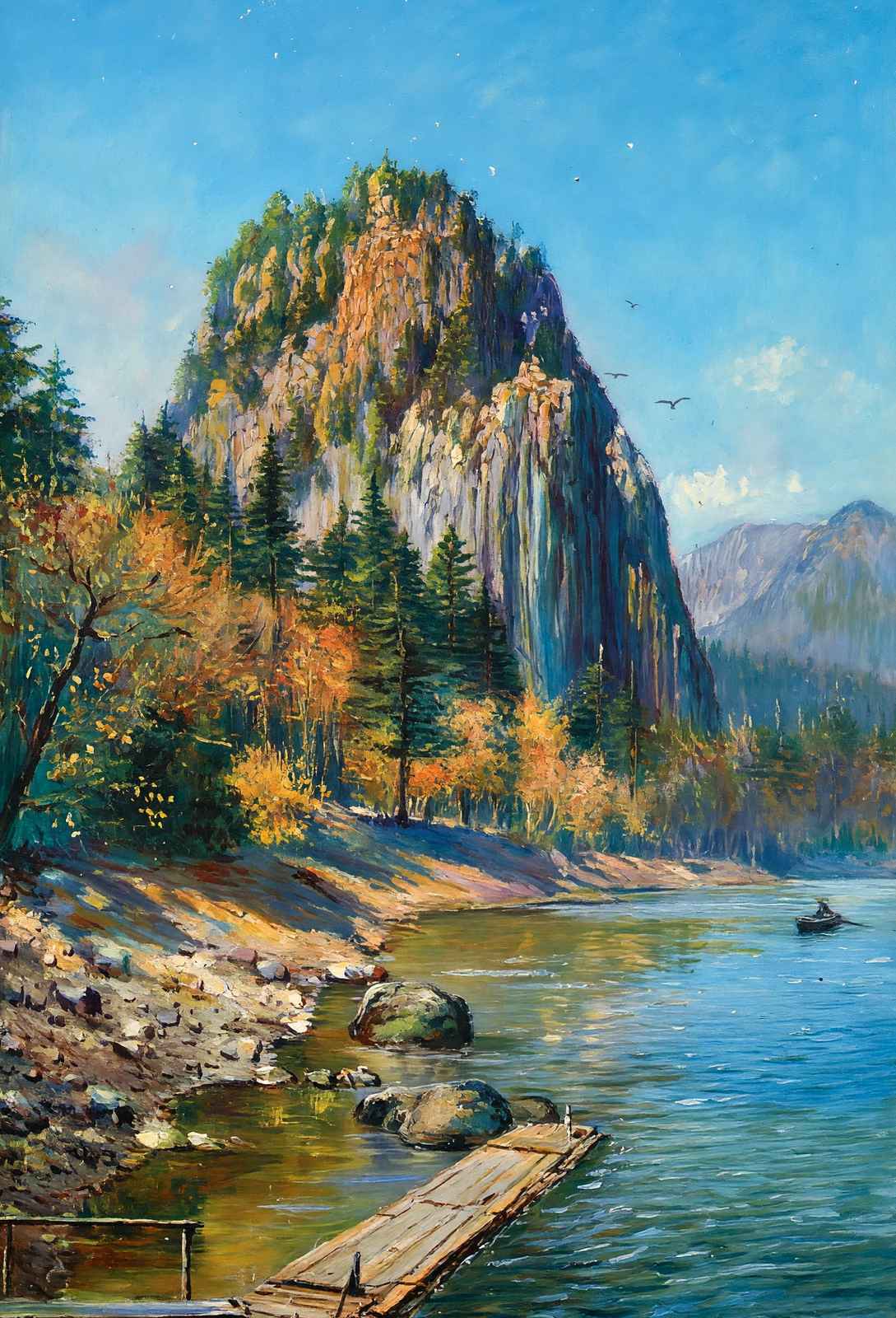 Castle Rock Columbia River in 1908 Art Print (7 Sizes) - Premium Print