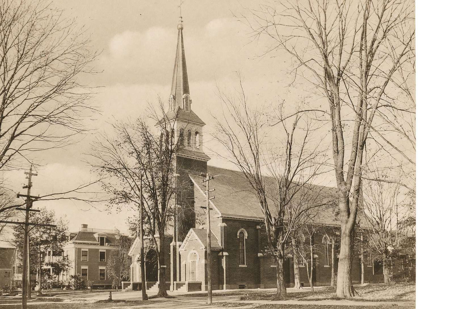 Catholic Church Waterville Maine in 1905 Vintage Print (7 Sizes) - High Quality
