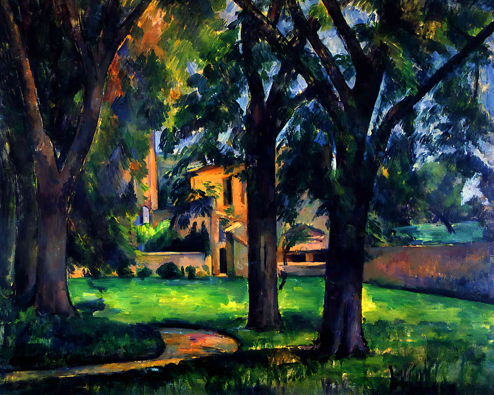 Chestnut Tree and Farm Painting by Paul Cezanne 8x10" Art Print (Premium Print)