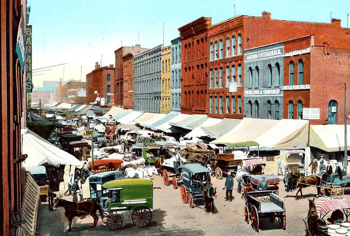 South Water Street Chicago in 1905 Vintage Print (7 Sizes) - Restored