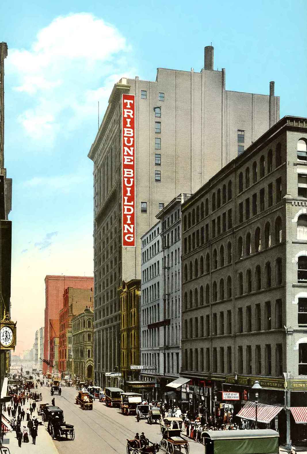 Dearborn Street North from Monroe Chicago in 1905 Vintage Print (7 Sizes)